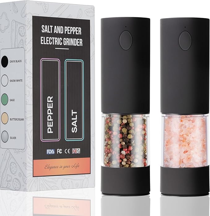 OPIIV USB Rechargeable Electric Salt Pepper Grinder Set with LED