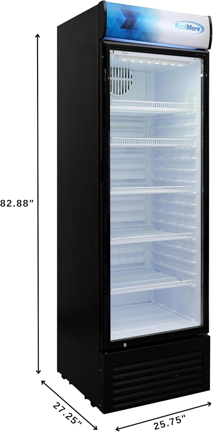 KoolMore 15 cu. ft. Commercial Glass Door Merchandiser Refrigerator LED Display