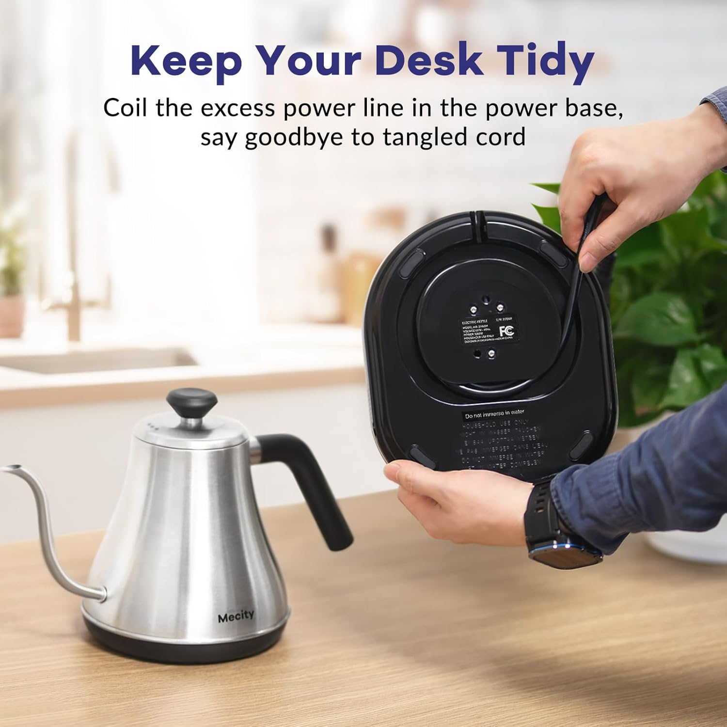 Mecity Electric Gooseneck Kettle with LCD Display, Precise Temperature Control 0.8L