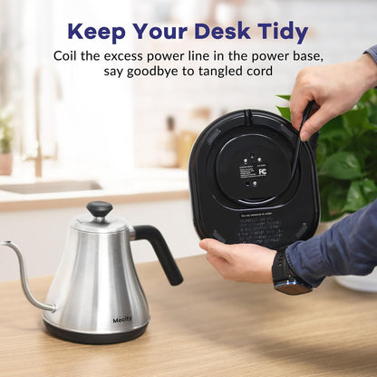 Mecity Electric Gooseneck Kettle with LCD Display, Precise Temperature Control 0.8L