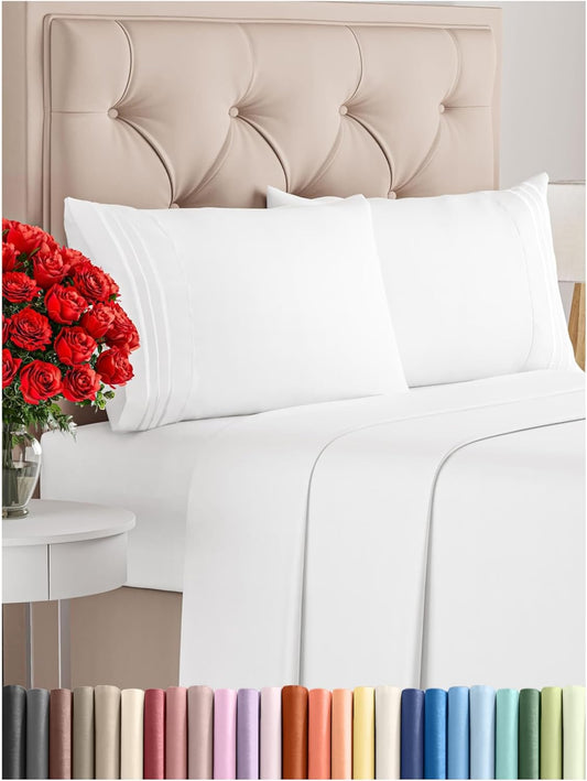 Luxury Queen 4-Piece Sheet Set: Breathable, Cooling, Deep Pocket Bedding