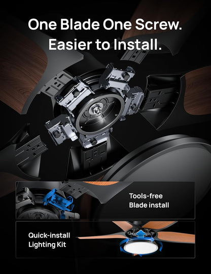 Dreo 52'' Smart Ceiling Fan, Dimmable RGB Lights, Alexa App, Quiet