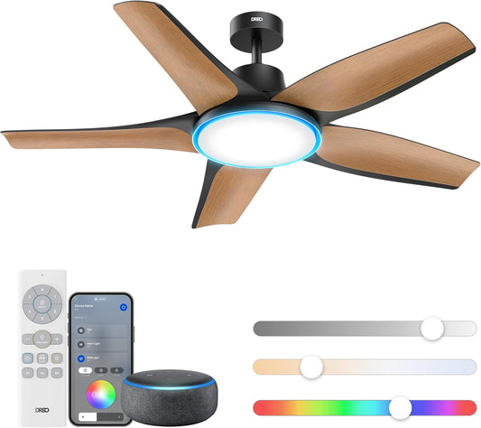 Dreo 52'' Smart Ceiling Fan, Dimmable RGB Lights, Alexa App, Quiet