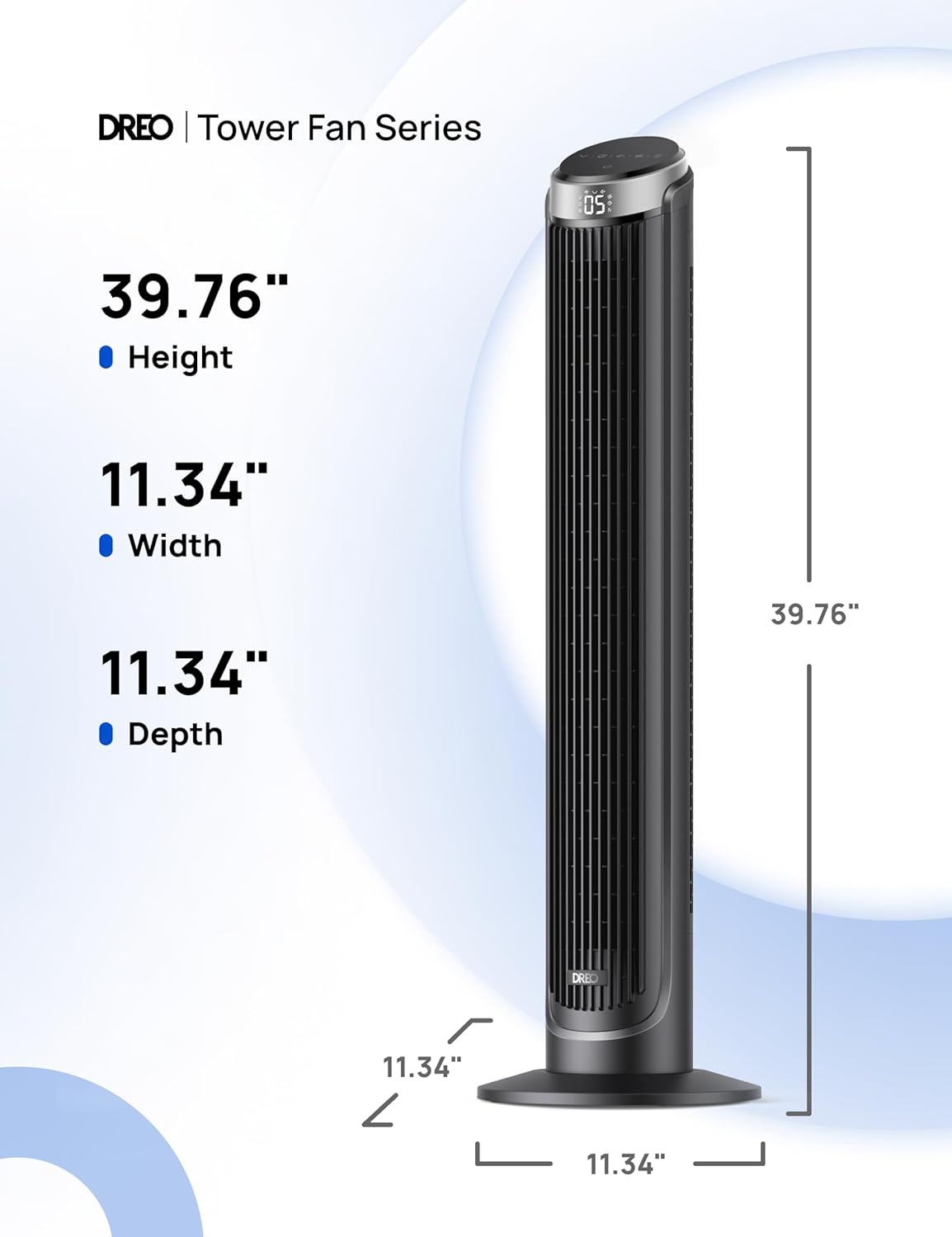 Dreo 40" Smart Tower Fan, 90° Oscillating, High-Speed Quiet Room Floor Fan