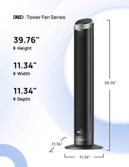Dreo 40" Smart Tower Fan, 90° Oscillating, High-Speed Quiet Room Floor Fan