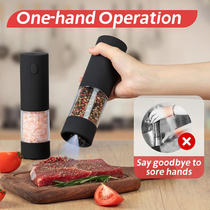 OPIIV USB Rechargeable Electric Salt Pepper Grinder Set with LED