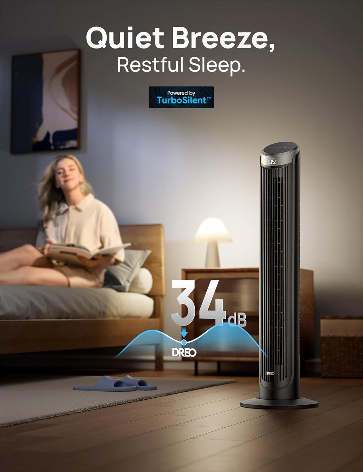 Dreo 40" Smart Tower Fan, 90° Oscillating, High-Speed Quiet Room Floor Fan