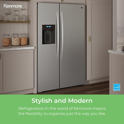 Kenmore 20 cu.ft. Counter-Depth Side-by-Side Refrigerator with Accela Chill, Ice & Water