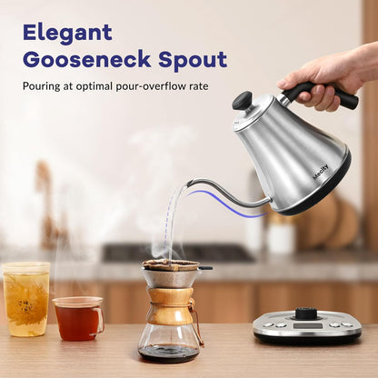 Mecity Electric Gooseneck Kettle with LCD Display, Precise Temperature Control 0.8L