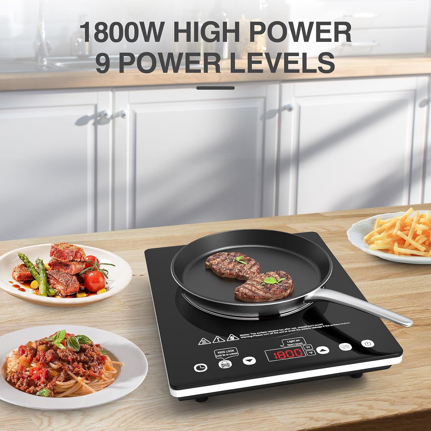 Portable Electric Infrared Cooktop Single Burner - 1800W Touch Control Stove