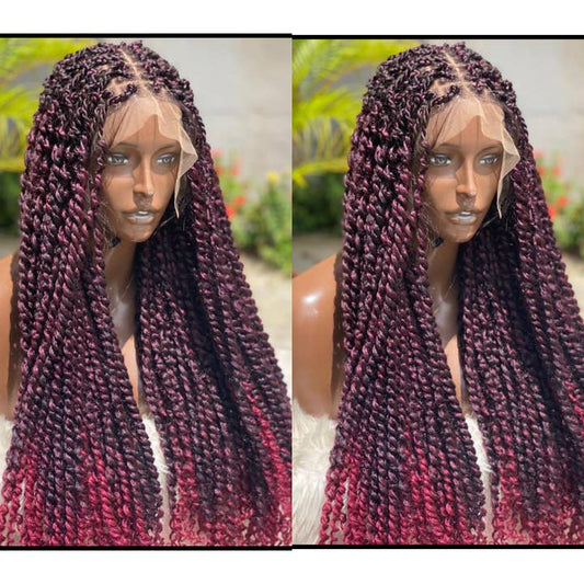 Chic Full Lace Passion Twist Braided Wig - Effortless Black Protective Style