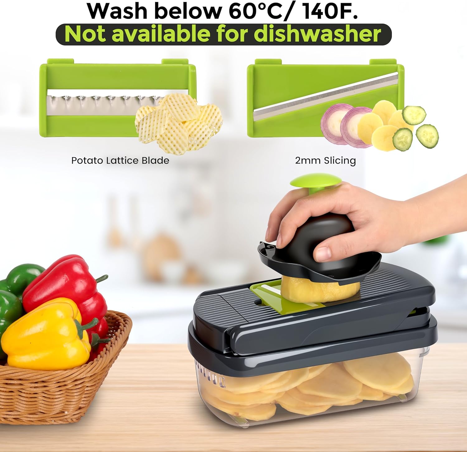 Yusshn 12-in-1 Multifunctional Food Chopper: 7-Blade Vegetable Cutter for Effortless Prep