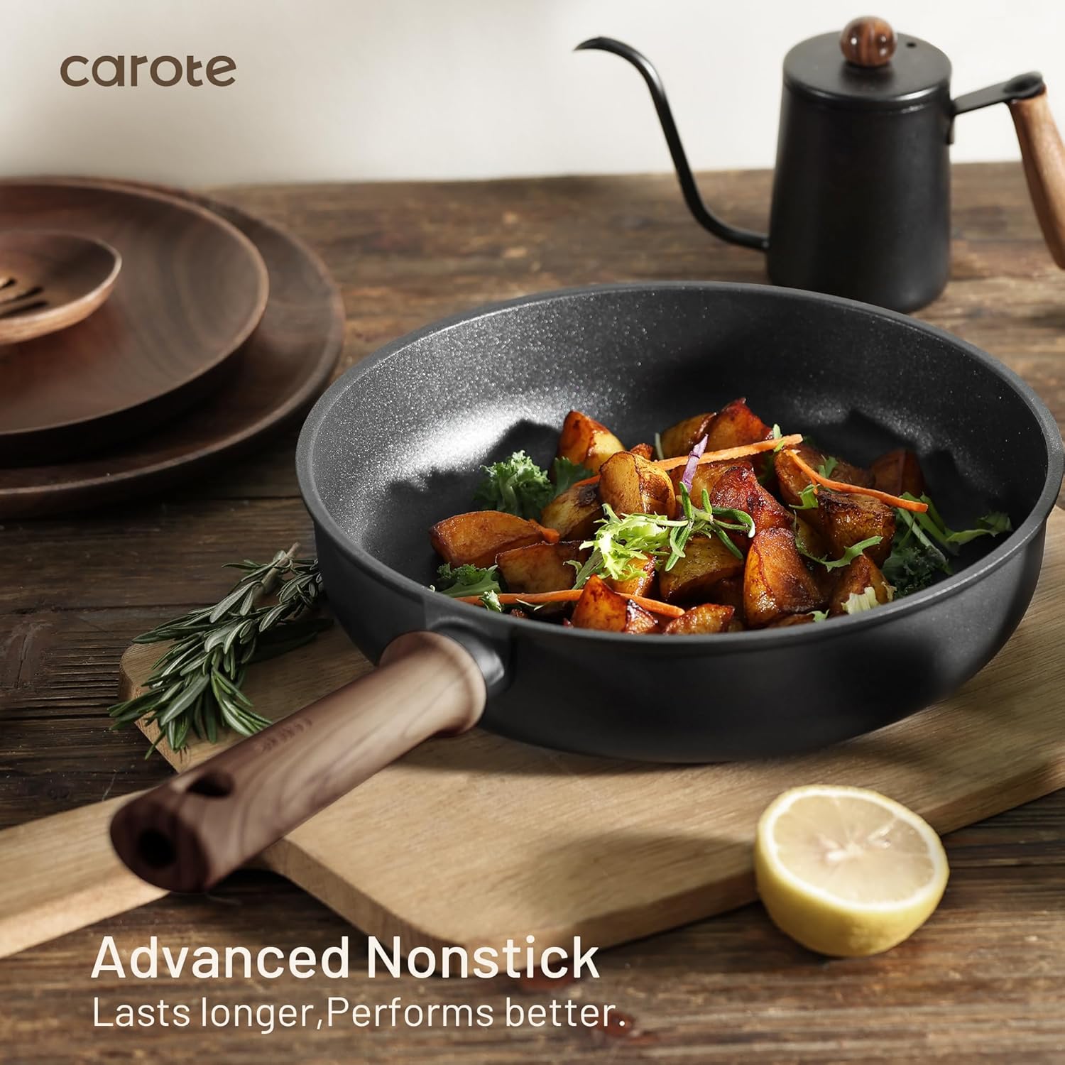 CAROTE 16-Piece Nonstick Induction Cookware Set: Durable, PFOA/PFOS-Free, Easy Clean Kitchen