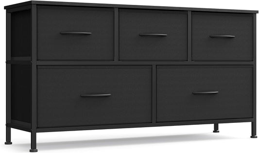 SONGMICS 5-Drawer Fabric Dresser, Steel Frame Chest, Versatile Storage Organizer