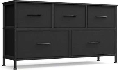SONGMICS 5-Drawer Fabric Dresser, Steel Frame Chest, Versatile Storage Organizer