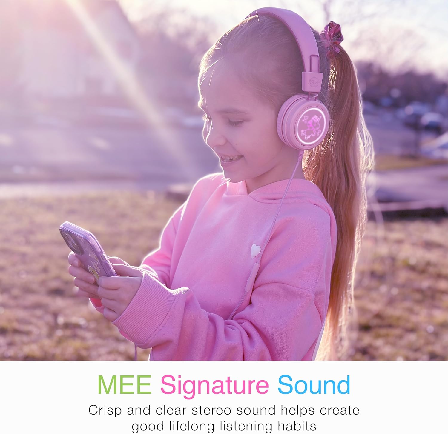 MEE audio KidJamz KJ55 USB-C Kids Headphones: Safe Volume, LED Lights, Microphone
