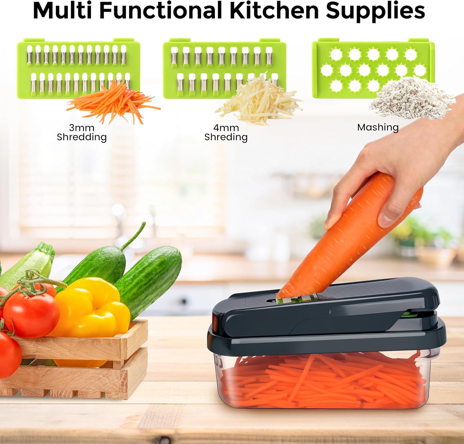 Yusshn 12-in-1 Multifunctional Food Chopper: 7-Blade Vegetable Cutter for Effortless Prep