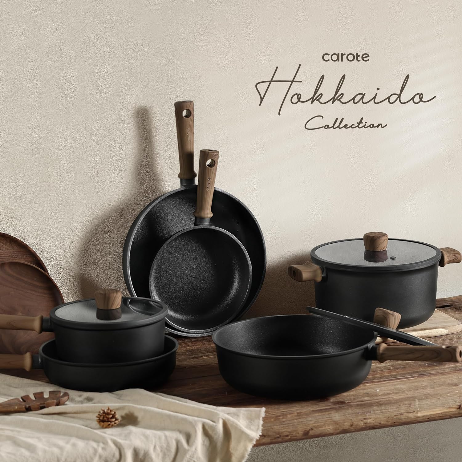 CAROTE 16-Piece Nonstick Induction Cookware Set: Durable, PFOA/PFOS-Free, Easy Clean Kitchen