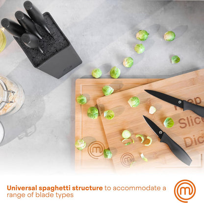 MasterChef 6-Piece Kitchen Knife Set with Block, Non-Stick Stainless Steel Blades