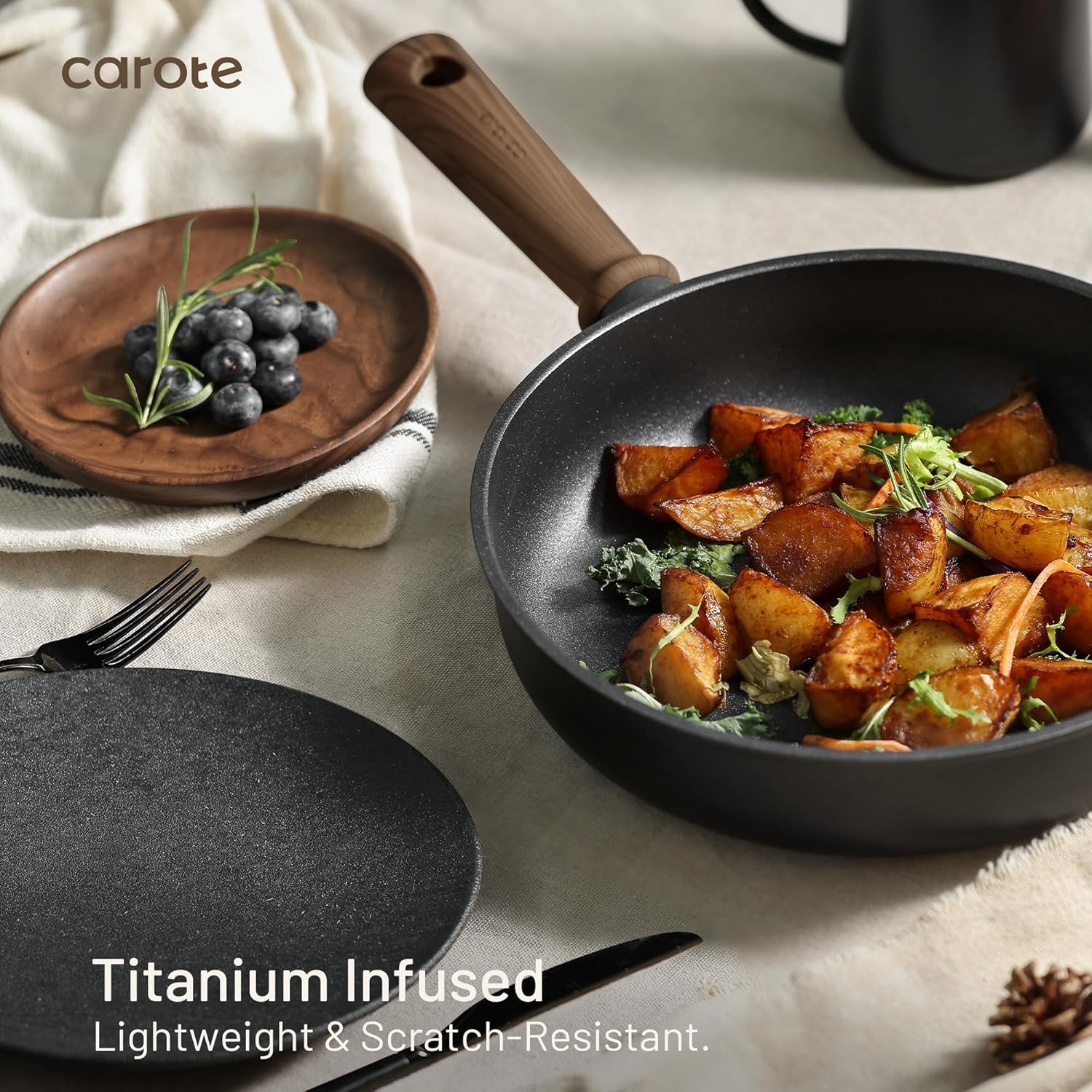 CAROTE 16-Piece Nonstick Induction Cookware Set: Durable, PFOA/PFOS-Free, Easy Clean Kitchen