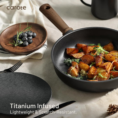 CAROTE 16-Piece Nonstick Induction Cookware Set: Durable, PFOA/PFOS-Free, Easy Clean Kitchen