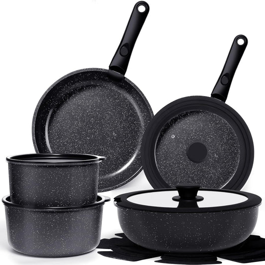 GiPP Healthy 15-Piece Ceramic Non-Stick Cookware Set with Detachable Handles