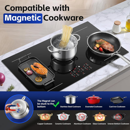Advanced 36-inch 5-Burner Induction Cooktop: 10800W, Bridge, Booster, Safety Features