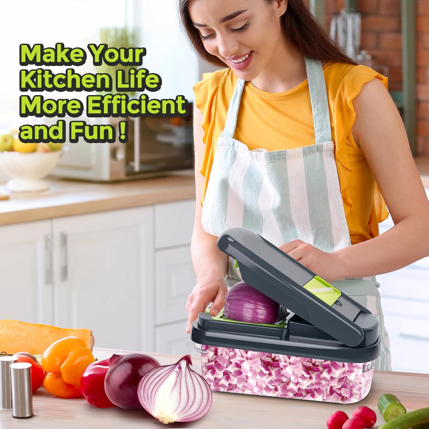 Yusshn 12-in-1 Multifunctional Food Chopper: 7-Blade Vegetable Cutter for Effortless Prep