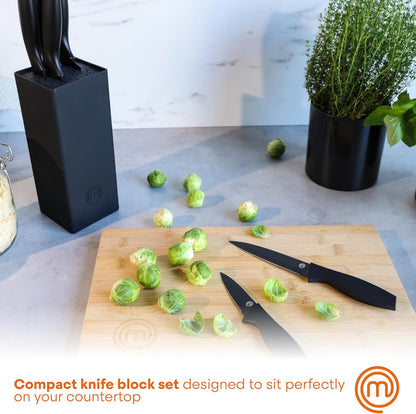MasterChef 6-Piece Kitchen Knife Set with Block, Non-Stick Stainless Steel Blades