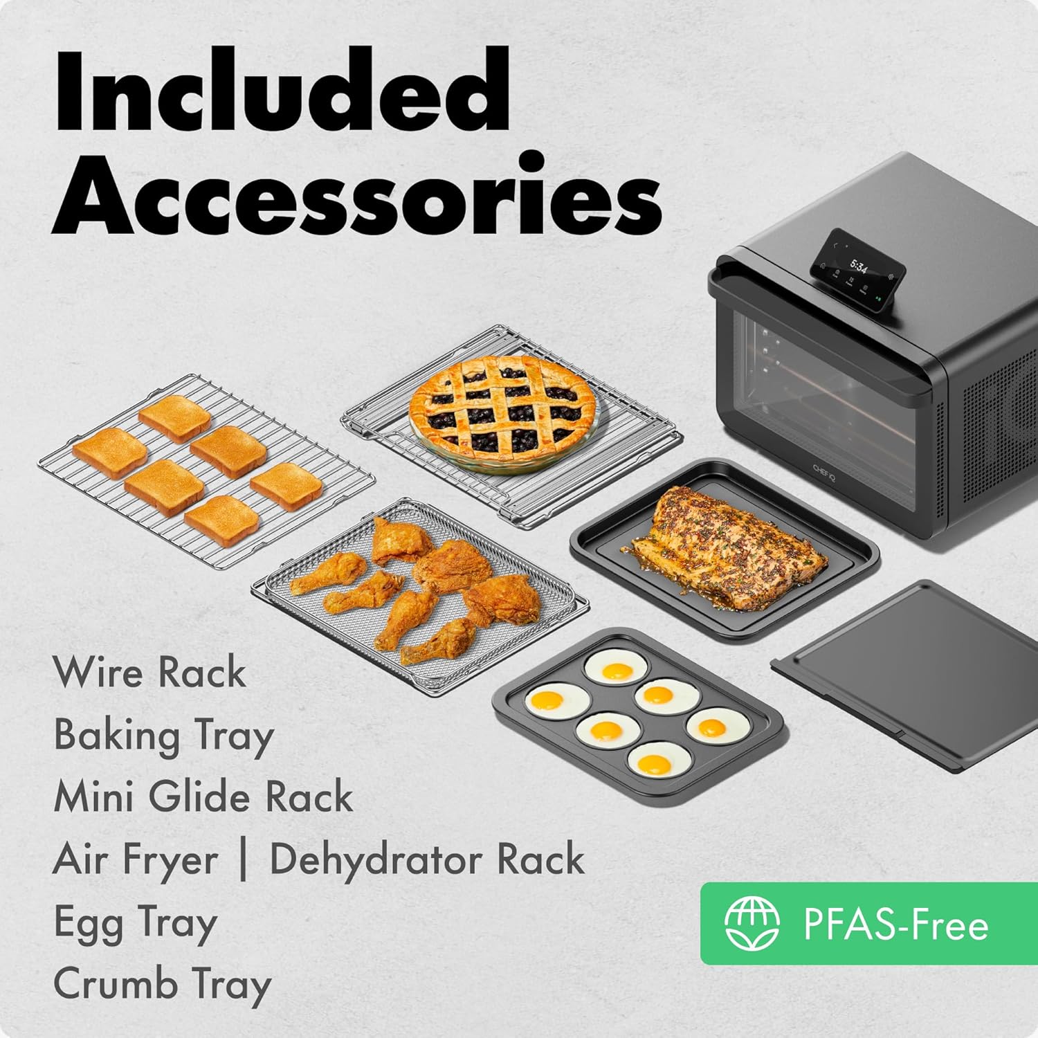 CHEF iQ Smart MiniOven: 11-in-1 Countertop Convection Air Fryer Toaster Oven
