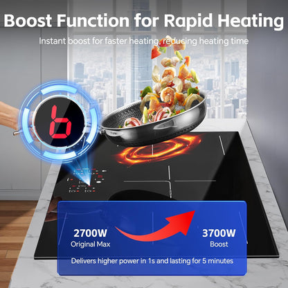 Advanced 36-inch 5-Burner Induction Cooktop: 10800W, Bridge, Booster, Safety Features