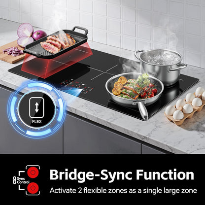 Advanced 36-inch 5-Burner Induction Cooktop: 10800W, Bridge, Booster, Safety Features
