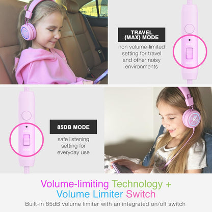 MEE audio KidJamz KJ55 USB-C Kids Headphones: Safe Volume, LED Lights, Microphone