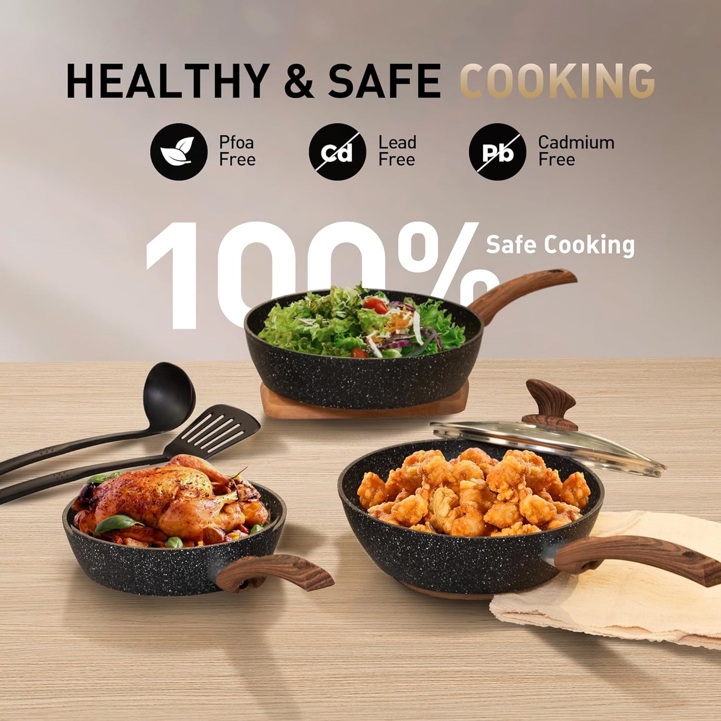 MAISON ARTS 30-Piece Non-Stick Granite Cookware & Bakeware Set with Lids