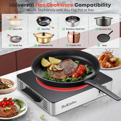 BoKinbo 1800W Portable Infrared Electric Burner - Compact Countertop Hot Plate