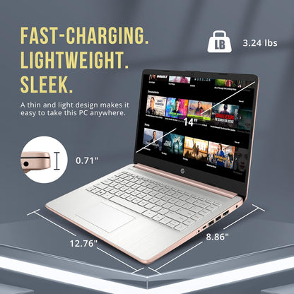 HP Stream 14" HD BrightView Laptop, Intel Celeron, 16GB RAM, 416GB Storage Gold