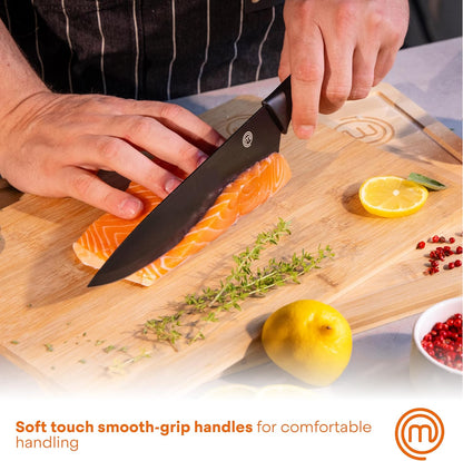 MasterChef 6-Piece Kitchen Knife Set with Block, Non-Stick Stainless Steel Blades