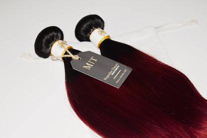 Luxurious Ombre 1B/99J Virgin Human Hair Bundle: Silky Straight, Luminous Flow.