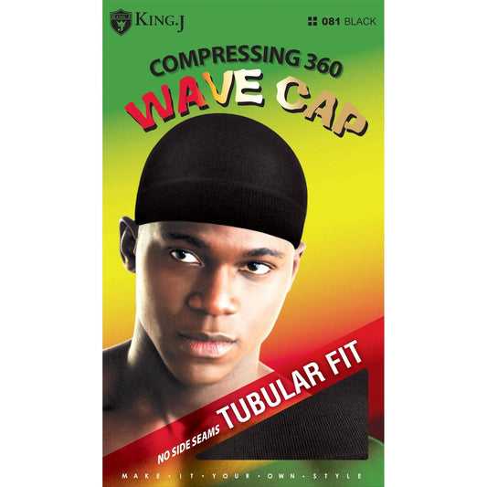 Premium Black Compressing 360 Wave Cap - Tubular Fit Dome for Men