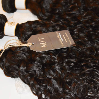 Luxury Water Wave Virgin Human Hair Bundle - Luminous, Soft, Natural Black Extensions
