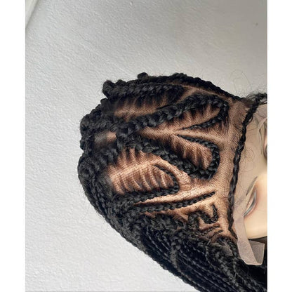 Premium Cornrow Braided Wig for Black Women, Glueless Lace Front with Elastic Band