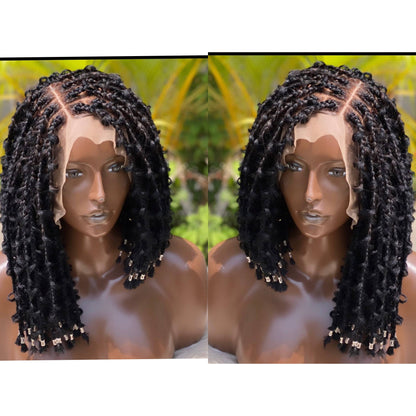 Elegant Distressed Braided Lace Front Wig for Black Women - Glueless, Lightweight, Durable
