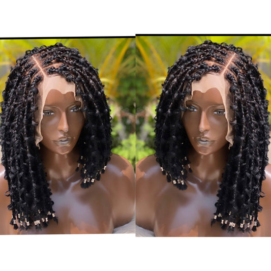 Elegant Distressed Braided Lace Front Wig for Black Women - Glueless, Lightweight, Durable