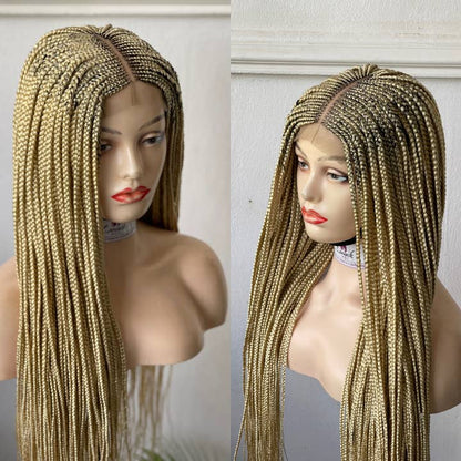 Premium Blonde Cornrow Braided Wig: Full Lace Front, Long, Natural Look