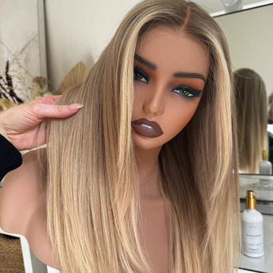 Luxurious MARY Lived-In Blonde Human Hair Lace Front Wig, Pre-Cut Lace