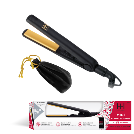 Hot & Hotter Gold Ceramic Mini Flat Iron 5/8-inch: Ionic, Portable, Frizz-Free
