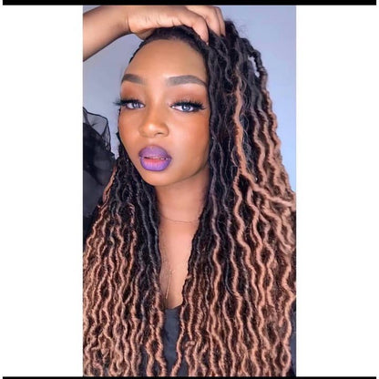Handmade Braided Gypsy Faux Locs Lace Front Wig for Black Women