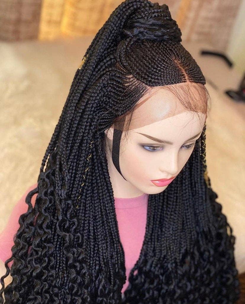 Chic Gray Blunt Cut Braided Wig Closure - Short Bob Micro Braids Style