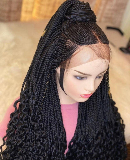 Chic Gray Blunt Cut Braided Wig Closure - Short Bob Micro Braids Style